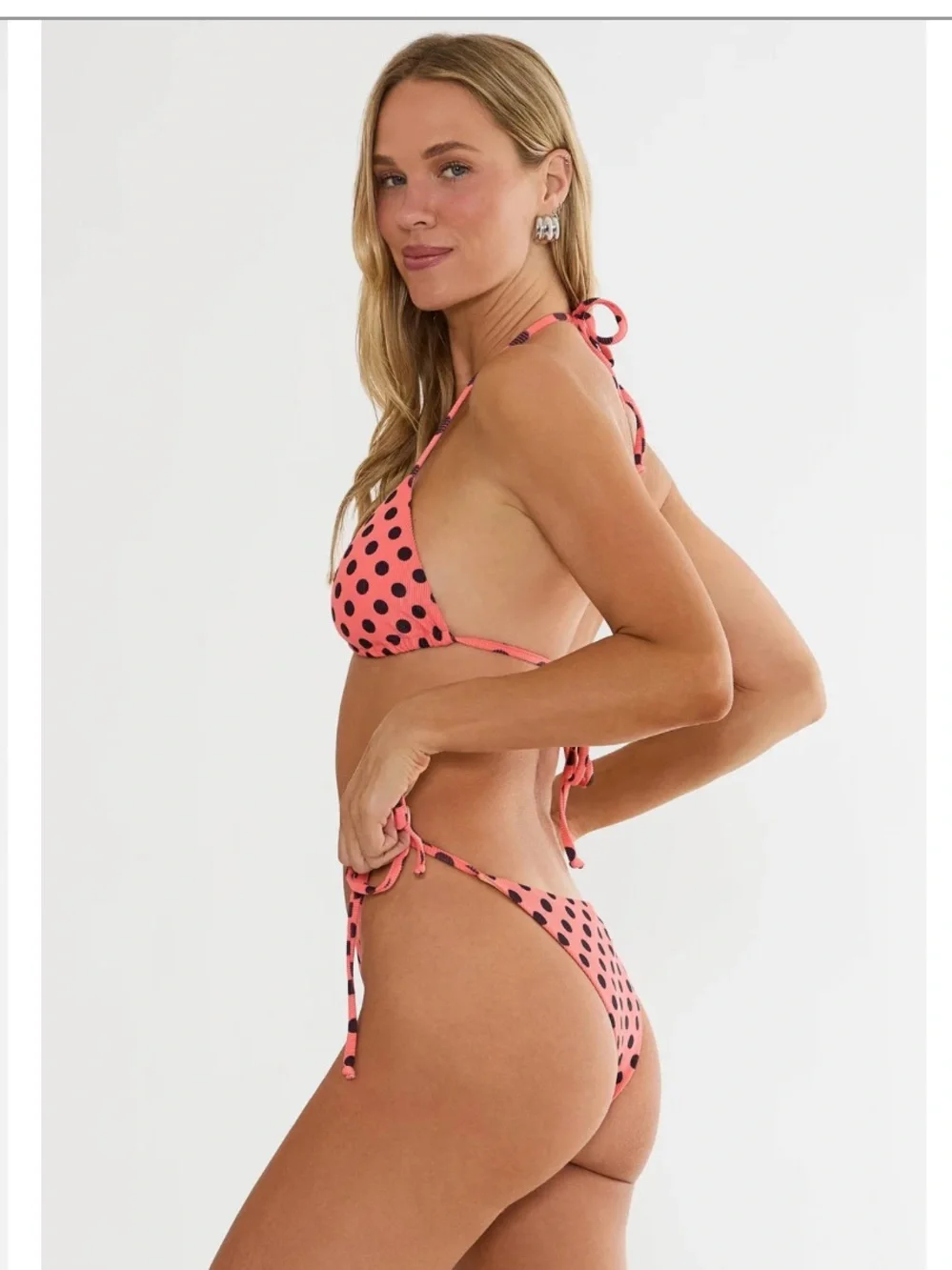 Beach Riot Winona Top and Soleil Bottom Set in Peachberry Dot Size XS NWT